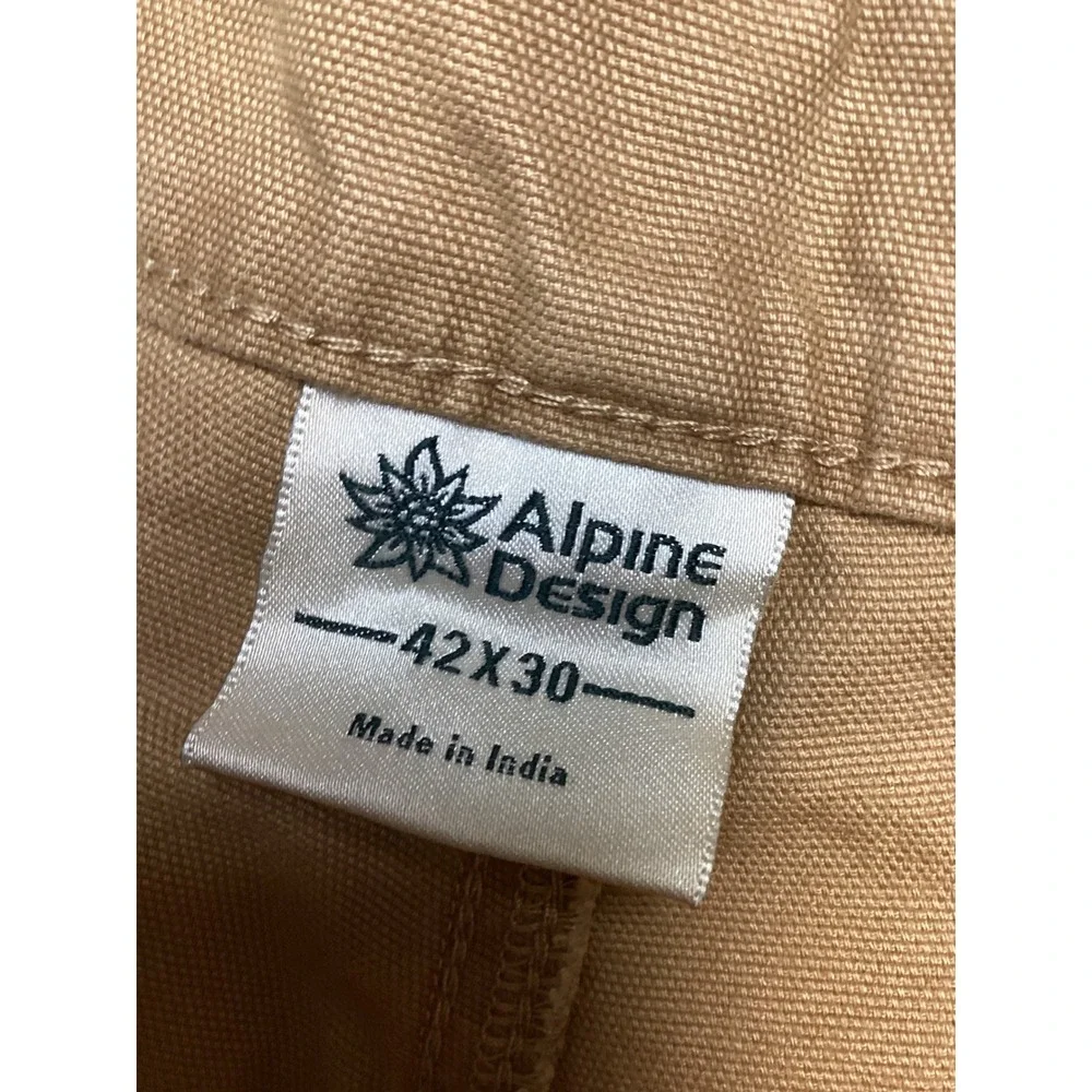 Alpine Design Mens‎ Utility Pant 42x30 Brown Khaki Organic Cotton ADM24901 NWT